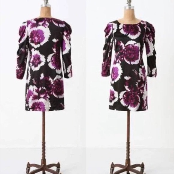Anthropologie Leifsdottir Belvedere Floral Print Silk Sheath Dress Size 8 - Picture 2 of 16